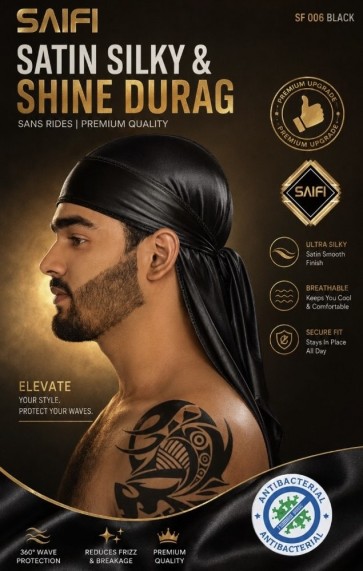 Satin Silky & Shine Durag Zwart