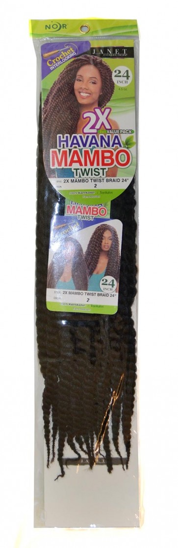2X HAVANA MAMBO TWIST BRAID 24 Inch #2 Black brown