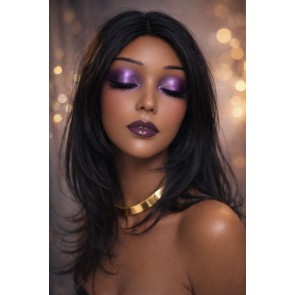 Skin straight wig natural black