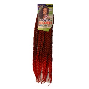 2X HAVANA MAMBO TWIST BRAID 24 Inch #1b red Black red